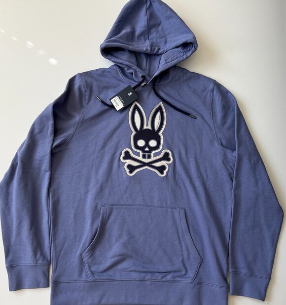 Psycho Bunny Other - Psycho Bunny Ryder Embroidered Bunny Patch Hoodie Blue Ice Men's Size L New